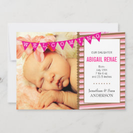 歓迎ベビーガール写真誕生のお知らせ 案内状