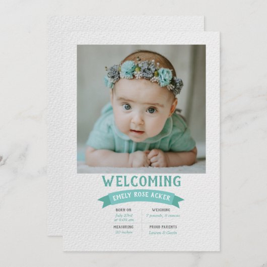 歓迎ベビー写真誕生のお知らせ 案内状 (正面/裏面)