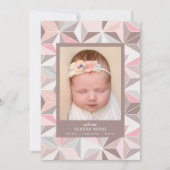 歓迎ベビー |ピンクの幾何学的な誕生のお知らせ 案内状 (正面)
