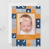 歓迎ベビー |月と星の誕生発表 案内状 (正面)