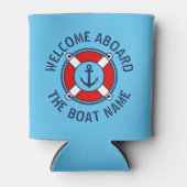 歓迎ボート名航海のいかりネイビーブルー 缶クーラー (正面)