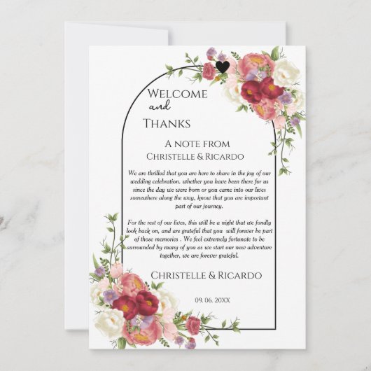歓迎モダンと感謝お結婚客様テーブル サンキューカード (正面)