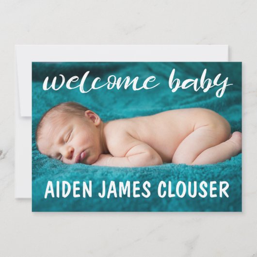 歓迎モダンベビー誕生 案内状 (正面)