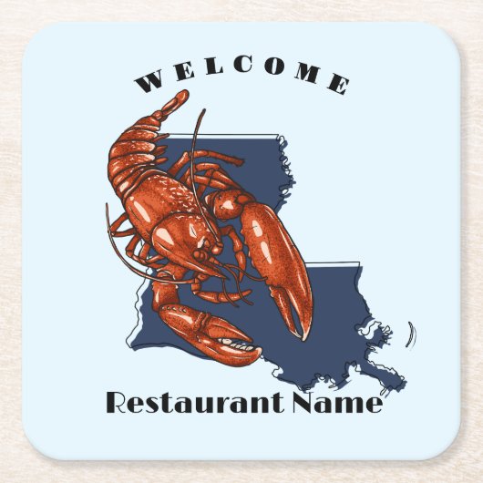 歓迎モダンレッドクレジフィッシュルイジアナ名前をカスタムする スクエアペーパーコースター (正面)
