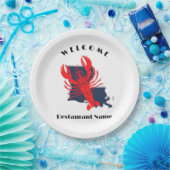 歓迎モダンレッドクレジフィッシュルイジアナ名前をカスタムする ペーパープレート (パーティー)