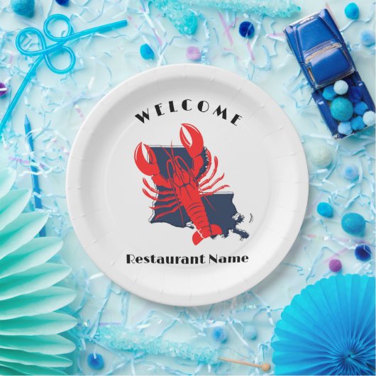歓迎モダンレッドクレジフィッシュルイジアナ名前をカスタムする ペーパープレート (パーティー)