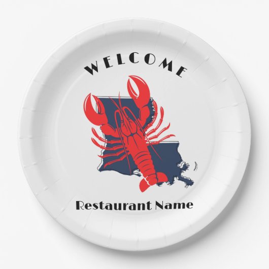 歓迎モダンレッドクレジフィッシュルイジアナ名前をカスタムする ペーパープレート (正面)