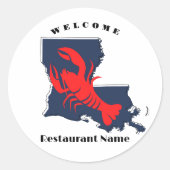 歓迎モダンレッドクレジフィッシュルイジアナ名前をカスタムする ラウンドシール (正面)