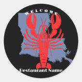 歓迎モダンレッドクレジフィッシュルイジアナ名前をカスタムする ラウンドシール (正面)