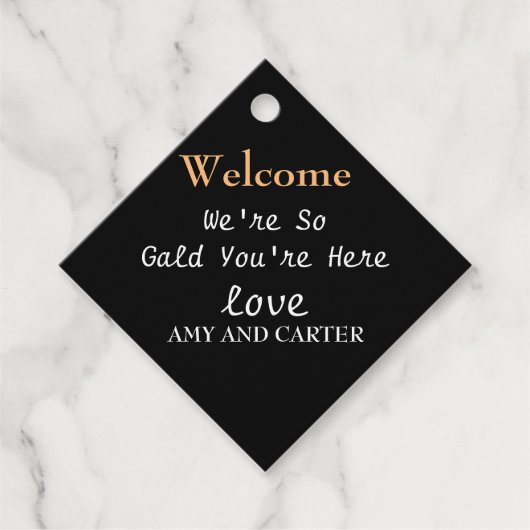 歓迎ラベル結婚のバッグ、歓迎ラベル フェイバータグ (正面)