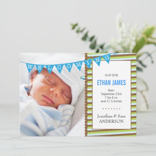歓迎新生児ボーイ写真アナウンス 案内状 (スタンド正面)