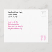 歓迎新生児誕生日告知はがき 案内ポストカード (裏面)