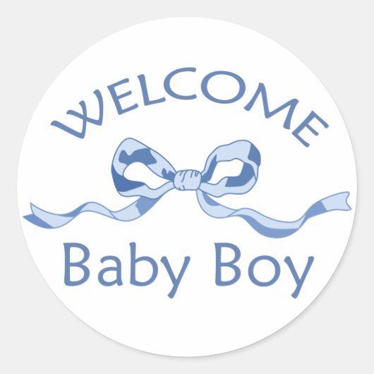 歓迎男の赤ちゃん ラウンドシール (正面)
