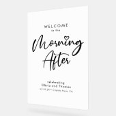 歓迎結婚のサインの後の朝のブランチ アクリルサイン (傾斜)