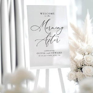 歓迎結婚のサインの後の朝のブランチ アクリルサイン