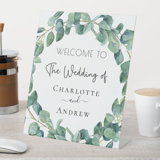 歓迎結婚のeucalyptusグリーンリーの名前 台座サイン (インサイチュ)