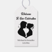 歓迎結婚カップルイラストレーション ギフトタグ (正面)