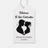歓迎結婚カップルイラストレーション ギフトタグ (裏面)