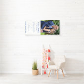 歓迎結婚ハッピーカップル写真青と白 横断幕 (インサイチュ)