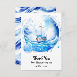 歓迎航海のパーティー：男の子の赤ちゃんシャワー サンキューカード