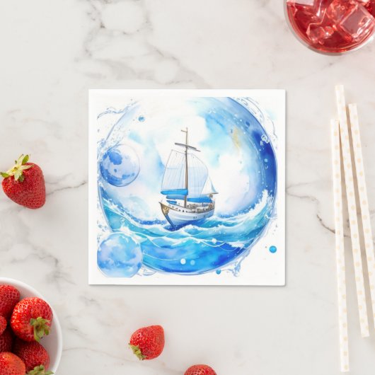 歓迎航海のパーティー：男の子の赤ちゃんシャワー スタンダードカクテルナプキン (インサイチュ)