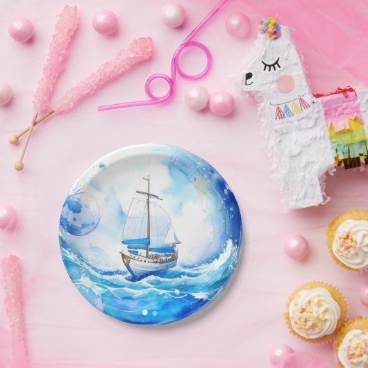 歓迎航海のパーティー：男の子の赤ちゃんシャワー ペーパープレート (パーティー)