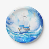 歓迎航海のパーティー：男の子の赤ちゃんシャワー ペーパープレート (正面)