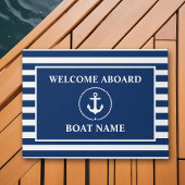 歓迎航海の客船いかりロープブルーストライプの ドアマット