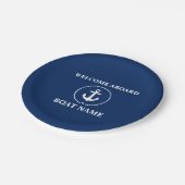 歓迎航海の客船の名前いかりロープブルー ペーパープレート (アングル)