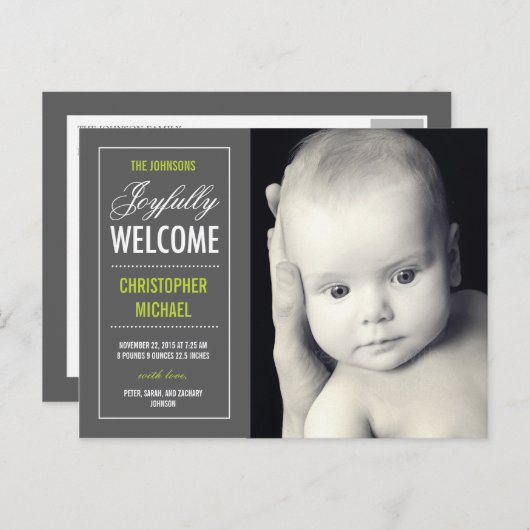 歓迎誕生のお知らせ 案内ポストカード (正面/裏面)