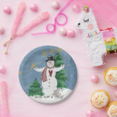 歓迎雪だるま「星に願う」絵を描の言葉 ペーパープレート (パーティー)