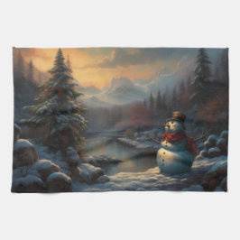 歓迎霜の降りた品 | 雪だるますてきクリスマス キッチンタオル