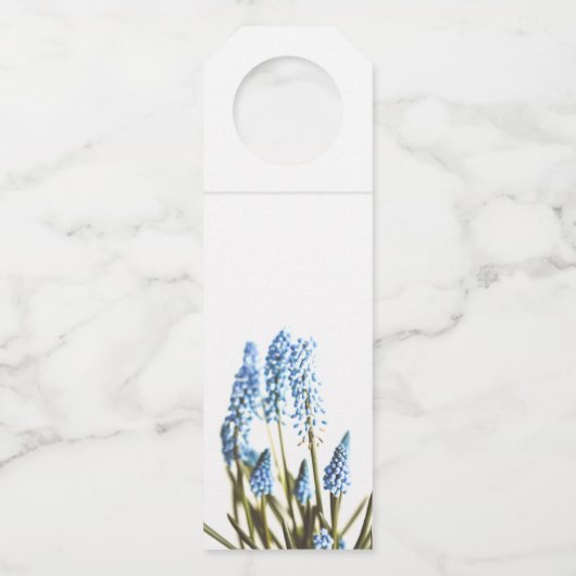 歓迎! あなたの滞在を楽しんで下さい! 青い花のボトルのラベル ボトルネックタグ (裏面)