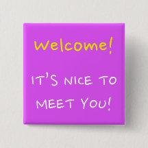 "歓迎!" "お会いできてうれしいです!" 正方形ボタン