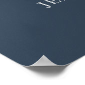 歓迎 |ネイビーブルー書道シンプルの結婚 ポスター (角)