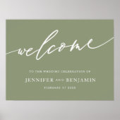 歓迎 | Sage Green書道シンプル結婚の ポスター (正面)