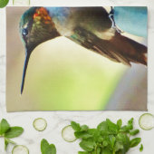 止まったルビーと緑の小さなハミングバード キッチンタオル (折り畳み)