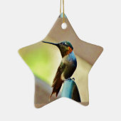 止まったルビーと緑の小さなハミングバード セラミックオーナメント (右)