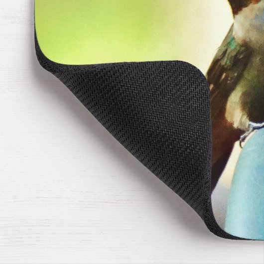 止まったルビーと緑の小さなハミングバード マウスパッド (コーナー)