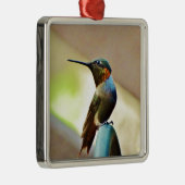 止まったルビーと緑の小さなハミングバード メタルオーナメント (右)
