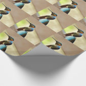 止まったルビーと緑の小さなハミングバード ラッピングペーパー (角)