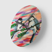 止まった鳥 ラウンド壁時計 (傾斜)