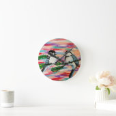 止まった鳥 ラウンド壁時計 (ホーム)