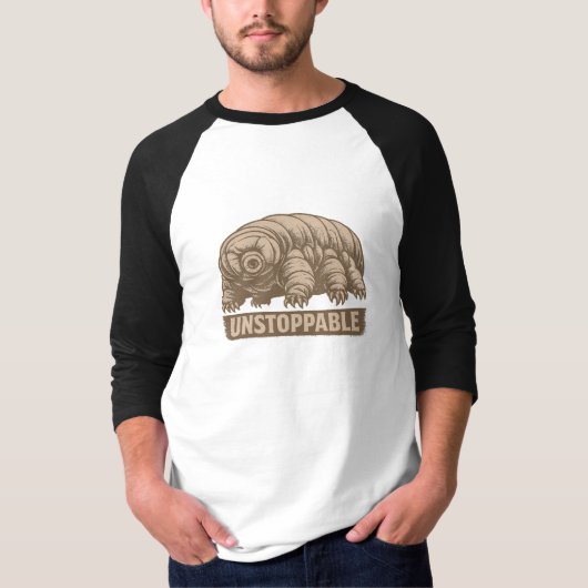 止まらないクマムシのヴィンテージ科学アート Tシャツ (正面)