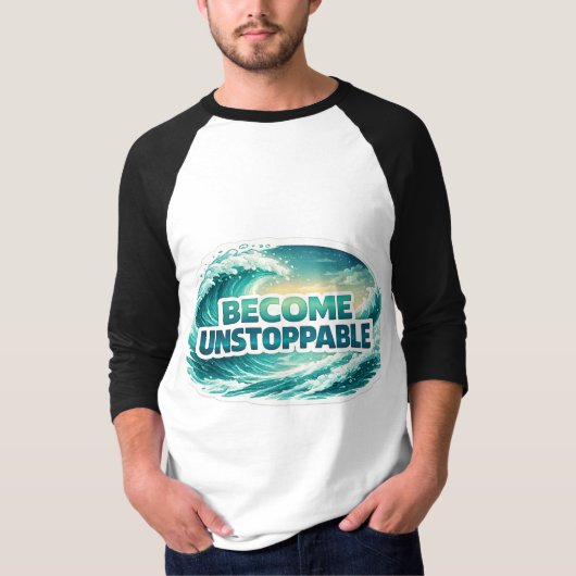 止まらない大海原の波 タイポグラフィ Tシャツ (正面)