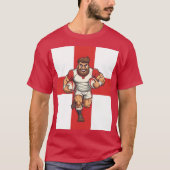 止まらない突進 カートゥーン ラグビー パワーラン Tシャツ (正面)