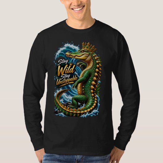 止まらない – ワニ オーシャン Tシャツ (正面)