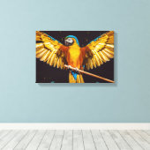 止まり木の上の熱帯性のオウム キャンバスプリント (インサイチュ (ウッドフロア))