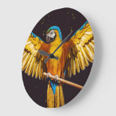 止まり木の上の熱帯性のオウム ラージ壁時計 (傾斜)