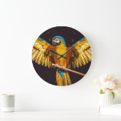 止まり木の上の熱帯性のオウム ラージ壁時計 (ホーム)